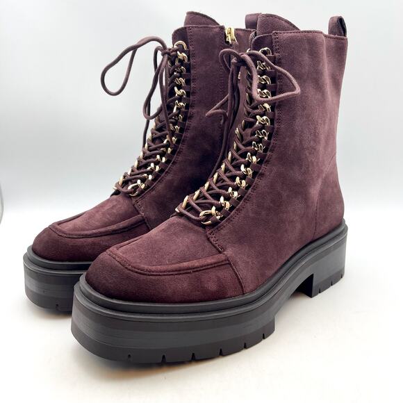 Sam Edelman Women Lovrin Platform Combat Boot US 8 M EU 38.5 Burgundy Suede NWOB - Picture 5 of 12